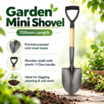 Garden Mini Shovel – 700mm Length – Pointed Pressed Mild Steel Blade