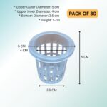 FG ZAIN 50mm Net Pots for Hydroponics, Color- Transparent, Pack of 30, Durable Black Mesh Cups for NFT & EBB & Flow Systems