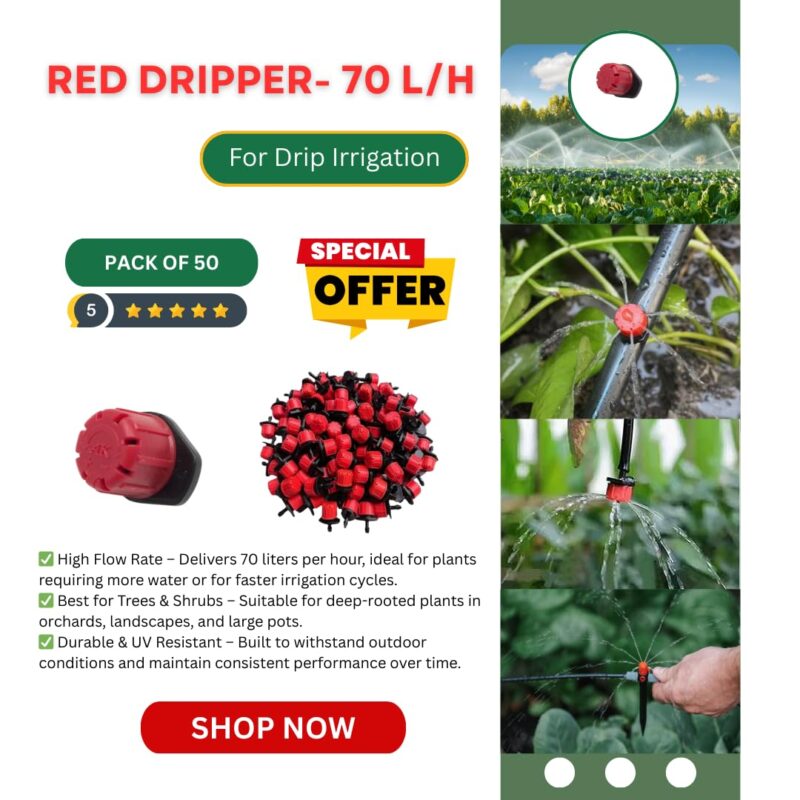 Red Dripper Head Red Dripper for Irrigation | 70 L/H Precision Watering Emitters for ...