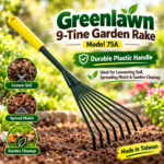 Greenlawn 9-Tine Garden Rake – Model 75A