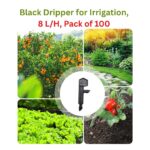 Black Dripper for Irrigation, 8 L/H, Pack of 100