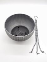 FG ZAIN Plastic Hanging Planter Pot with Woven Texture, Colour - Grey