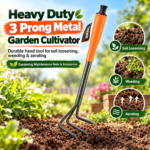 FG ZAIN FINDER- Heavy Duty 3 Prong Metal Garden Cultivator