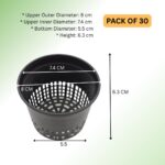 FG ZAIN Hydroponic Net Pots – 80mm Wide Top, Durable Black Plastic for All Growing Systems, Pack of 30 Ideal for Hydroponics, Aquaponics