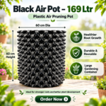 FG ZAIN Plastic Air Pruning Pot, 169 Ltr, Black, 60 cm Dia x 60 cm Height