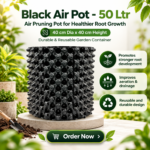 Plastic Air Pruning Pot, 50 Ltr, Black, 40 cm Dia x 40 cm Height