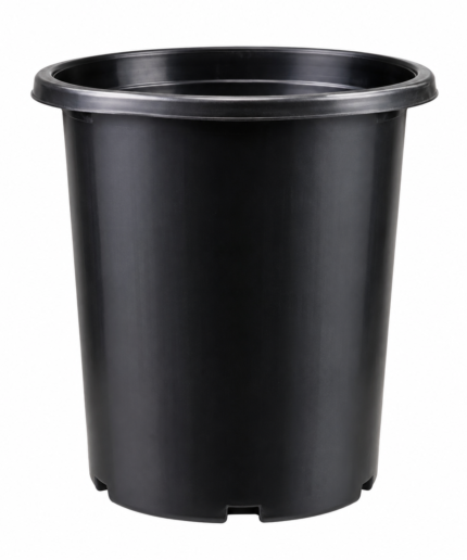 Black Nursery Plant Pot on White Background