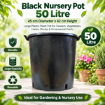 Black Nursery Pot 50 Litre – 45 cm Diameter x 42 cm Height
