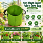 FG ZAIN Non-Woven Round Fabric Grow Bag, Colour – Green