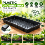 FG ZAIN Black Plastic Growing Tray for Plants, Seedling Starter Tray