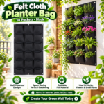 Felth Cloth Planter Bag 18 Pockets Black
