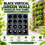 FG ZAIN Black Vertical Green Wall Modular Tray Panel