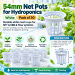 FG ZAIN 54mm Net Pots for Hydroponics, Pack of 30