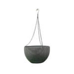 FG ZAIN Plastic Hanging Planter Pot with Woven Texture, Colour – Grey,