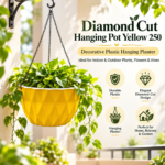 Diamond Cut Hanging Pot Yellow 250 – Decorative Plastic Hanging