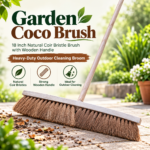 Garden Coco Brush – 18 Inch Natural Coir Bristle Brush with Wooden