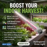 Hydroponic Grow Light, 90cm LED Full Spectrum Light | 13W