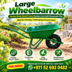 Large Wheelbarrow – Heavy-Duty Steel Frame Garden Cart
