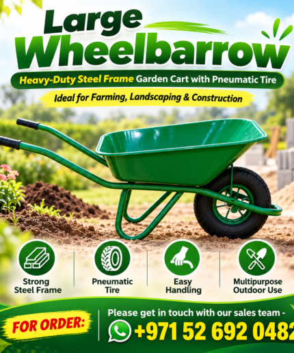 Large Wheelbarrow – Heavy-Duty Steel Frame Garden Cart