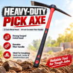 Heavy-Duty Pick Axe – 21 Inch Metal Head – 34 Inch Durable Fiber