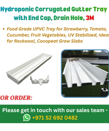 Hydroponic Corrugated Gutter Tray with End Cap, Drain Hole, 3M