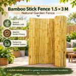 Bamboo Stick Fence 1.5 × 3 M | Natural Garden Fence
