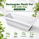FG ZAIN Rectangular Plastic Pot 448 with Tray, 75 X 30 X 28