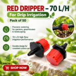Red Dripper for Irrigation, Pack of 50, 70 L/H