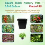 Square Black Nursery Pots – 5.5×5.5x6cm