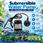 Submersible Water Pump – 15W, Max Height 1.6m, 750 L/h