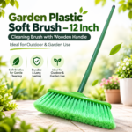Garden Plastic Soft Brush – 12 Inch Cleaning Brush with Wooden Handle