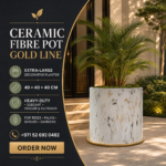 Ceramic Fibre Pot Gold Line 40 × 40 × 40 cm