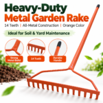 Heavy-Duty Metal Garden Rake – 14 Teeth, All-Metal Construction