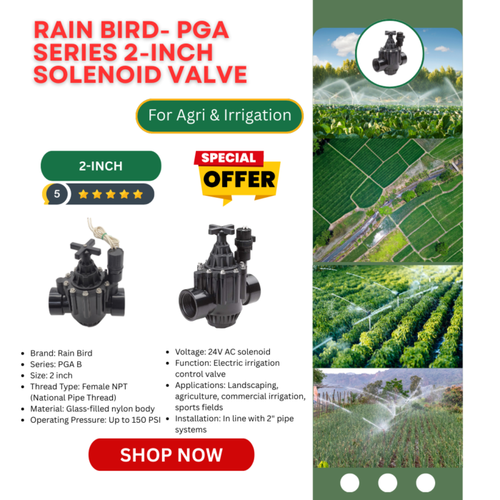 Rain Bird PGA Series 2-Inch Solenoid Valve – Heavy-Duty Irrigation Valve with 2-Inch Female Thread, Reliable and Durable Performance