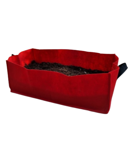 red rectangular grow bags