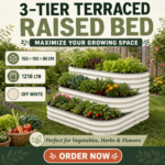 Raised Garden Bed 3 Tier Terraced / Dimension:150X150X80 CM