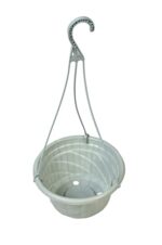 Plastic nursery hanging pot - Colour - White - Dimension: 17.5 cm diameter, 9.5 cm height, 30 cm hanger height