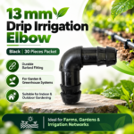 FG ZAIN Drip Irrigation 13 mm Elbow, Black, 30 Pieces Packet