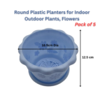 Flower Pots with Drainage Holes – Lightweight Garden Containers for Herbs, Succulents (LIGHT BLUE, 18.5 cm Dia X 12.5 cm Height)