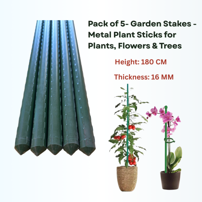 FG ZAIN PVC Coated Metal Plant Stick – 180 cm Height, 16 mm Thickness,