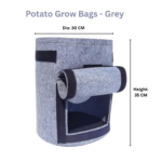 FG ZAIN Non Woven Round Fabric Grow Bags Potato, Colour - Grey, Dimension: 30 CM Dia X 35 CM Height