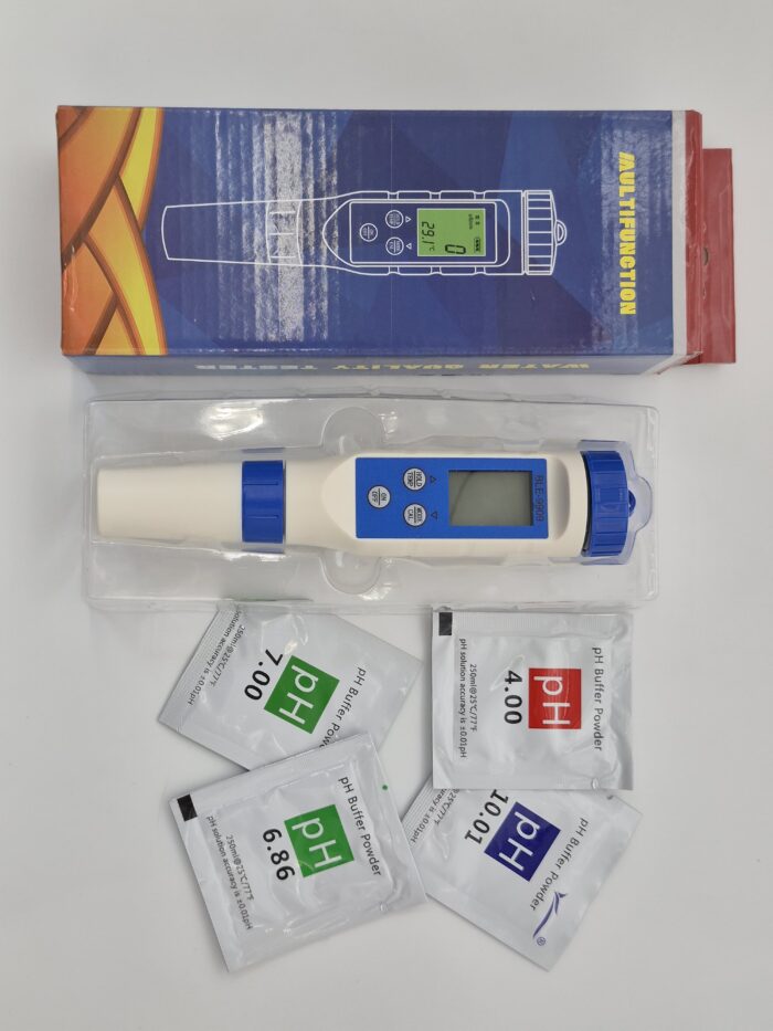 FG ZAIN BLE-9909 5-in-1 Digital EC, TDS, Salinity, pH & Temperature Pen, Handheld Water Quality Tester with Backlit LCD,