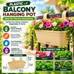 FG ZAIN Plastic Balcony Hanging Pot, Colour – Cream