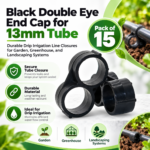 Black Double Eye End Cap for 13mm Tube, Pack of 15
