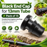 Black End Cap for 13mm Tube, Pack of 15