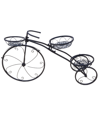 FG ZAIN Black Iron 3-Tier Bicycle Plant Stand – Decorative Metal Tricycle Flower Pot Holder – Indoor & Outdoor Plant Display Rack