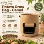 Non Woven Round Fabric Potato Grow Bags, Colour – Camel