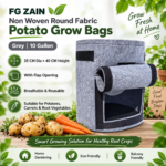 FG ZAIN Non Woven Round Fabric Potato Grow Bags, Colour – Grey