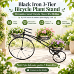 FG ZAIN Black Iron 3-Tier Bicycle Plant Stand
