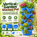 FG ZAIN Vertical Garden Stacked Pot – 6-Tier Stackable Planter with 4